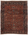 Heriz Gorevan rug, Persian, late 19th/early 20th century, brick-red field with salmon, blue, yellow and brown designs