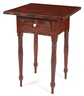 A poplar stand attributed to Jacob Knagy, Pennsylvania, with one drawer and turned legs, poplar in original red flame graining