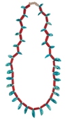 Henry Chee Dodge's (Navajo, 1857 to 1947) turquoise and coral necklace from Asa Glascock Trading Post, Gallup, New Mexico