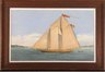 Thomas H. Willis oil on canvas with silk work marine painting, Sloop Albert G. Lawson, circa 1880