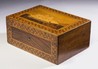 Trinity House work box, the cover inlaid with an American three-masted ship