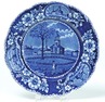 An HISTORICAL BLUE STAFFORDSHIRE PLATE, floral border. England, 1st half 19th century. Dark blue transfer. ...Pittsfield, Mass. Impressed Clews