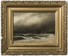 Clement Drew oil painting, Nantasket Beach In A Northeast Gale, The Atlantic House In The Distance