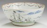 CHINESE EXPORT PORCELAIN FAMILLE ROSE SHIPPING BOWL FOR THE BRITISH MARKET, CIRCA 1785. Possibly depicting an engagement from the Seven Years War