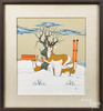 Beatien Yazz, gouache winter landscape, signed