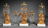 An American Gilt Brass Paul et Virginie Three‑Piece Girandole Garniture