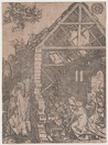 Albrecht Durer, The Nativity, or Adoration of the Shepherds, from the Life of the Virgin, woodcut on paper, monogrammed