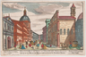Martin Engelbrecht, Chiesa di Sa Maria dell'Anima con l'Ospedale della Natione Germanica (Kirche der S. Maria dell Anima nebst dem Spital der Teutschen Nation), hand-colored engraving