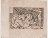 After Bernardo Daddi called Master of the Die, Bacchus Surrounded by Putti, Statue of Priapus at the Right, engraving