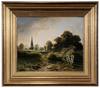 Daniel Van der Putten oil on panel, Three Rabbits at Little Wolford, Warwickshire, signed