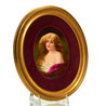 Hutschenreuther porcelain oval plaque, portraiture of a demure maiden with auburn tresses