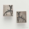 Antonio Pineda (b. 1919) Prancing Fawn Cufflinks, .970 silver, Taxco, Mexico, c. 1950. Simple silver rectangles deeply cut with an image of a deer