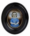 Mrs. Moses B. Russell (Clarissa Peters), Miniature Portrait Of A Young Boy Holding A Hammer. Watercolor on ivory