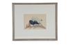 Beatian Yazz gouache on paper, signed. Running buffalo