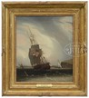 Robert Salmon oil on wood panel, Outward Bound, Long Island Head, Boston Harbor, signed 1832