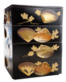 Black lacquer and gilt-decorated four-tier box, Japanese, late 19th/20th century