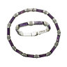 ANTONIO PINEDA 970 SILVER & AMETHYST SUITE, necklace and matching bracelet composed of amethyst rods and banded silver links