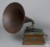 A Victor Model V phonograph with oak horn