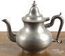 A pear shaped pewter teapot by Roswell Gleason