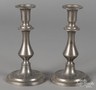 A pair of pewter baluster candlesticks attributed to Homan & Co.