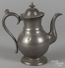 A Dorchester, Massachusetts pewter coffeepot by Roswell Gleason