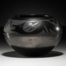 Maria Martinez (1887-1980) and Popovi Da (1922-1972) San Ildefonso Blackware Pottery Bowl, gunmetal finish with Avanyu