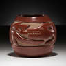 Margaret Tafoya (Santa Clara, 1904-2001) carved Redware Pottery Bowl, Avanyu filling