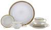 Assembled Gold Band Porcelain Dinner Service, 107 Pieces French and German, early 20th century, etched-gold band, including Haviland and William Guerin & Company, Limoges, France, and Hutschenreuther, Bavaria, Germany