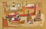 HANANIAH HARARI, Dock Scene with Brooklyn Bridge, oil on board, signed