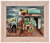 Claude Flynn Howell oil painting, Flower Market, (Howell #1796), signed