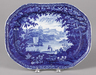Blue Staffordshire pottery platter, with landscape decoration & Windsor Castle?. Marked Clews