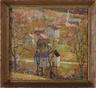 George Loftus Noyes oil on board, THE VILLAGE IN AUTUMN, signed