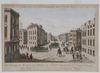 Francois Xavier Habermann engraving, A Vues d' Optique of fictitious British troops in New York City, titled L'Entre Triumphale De Troupes Royales a Nouvelle Yorck, 1776