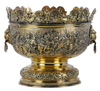 Gilt Silver Monteith, probably American, 20th century, scroll and foliate rim, mask, hunting and fighting scene