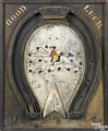 A folk art painted pine Good Luck Bagatelle game