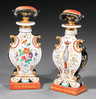 Pair of Paris Porcelain Scent Bottles, 19th c., in the style of Jacob Petit, each painted with figural decoration, reverse with flower sprays