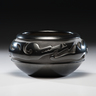 Mela Youngblood (Santa Clara, 1931-1990) Blackware Pottery Bowl, deeply carved bowl with Avanyu meandering around middle