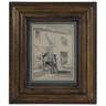 Jean Francois Millet crayon noir drawing, Departure for Market, signed