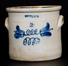 Two-Gallon Stoneware Crock with Cobalt Floral Decoration, Stamped