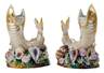 Pair of Paris Porcelain Fish Vases by Jacob Petit, French, mid 19th century, figural spill vases in the form of an open mouthed gilt fish, resting on a base of seashells and flowers