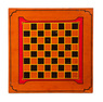 A paint decorated single board checkers gameboard signed Duco