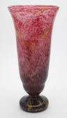 Large Schneider art glass vase in mottled rose, amethyst and yellow