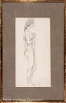 Ellsworth Woodward Graphite Drawing, initialed, Abishag Came and Stood Before the King