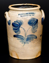 Very Rare One-Gallon Stoneware Jar with Cobalt Floral Decoration, Stamped