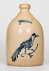 One-Gallon Stoneware Jug with Cobalt Bird Decoration, Stamped