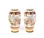 PAIR OF JAPANESE SATSUMA POTTERY VASES. Twentieth century. Small size with samurai and retainers or courtesans