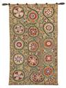 Embroidered Suzani panel, Uzbekistan, (west central Asia), late 19th/ early 20th century, silk embroidery on four handwoven linen panels