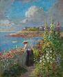 Abbott Fuller Graves Oil on Canvas Painting, signed, In the Garden