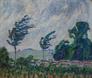 Allen Tucker Oil on Board Painting, signed 1917, Landscape with Trees