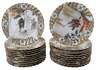 22 Satsuma Folkloric Porcelain Plates, Japanese, 19th or early 20th century
